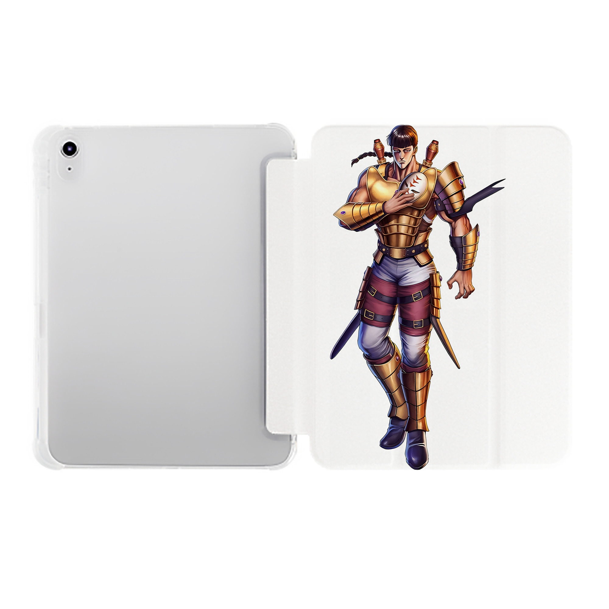 （画像用） 北斗の拳 Fist of the North Star IPad ケース ペン収納付き 三つ折りスタンド PUレザー×シリコン 対応機種9.5/10.5/10.9インチ